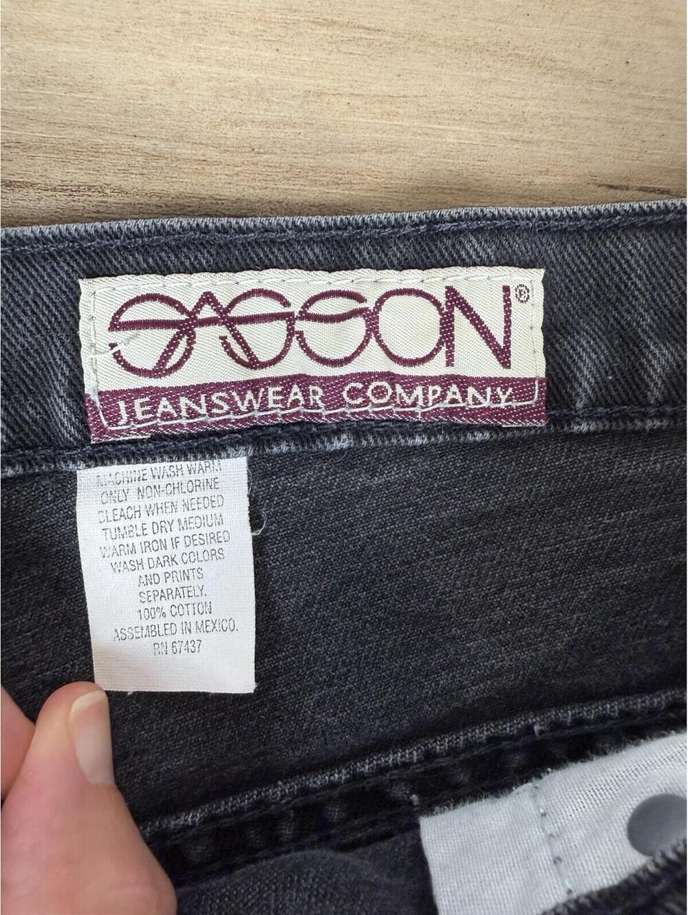 Sasson Vintage 80s High Waist Black Denim Mom Jeans Women's Size 17 / 18 Average - Picture 3 of 7